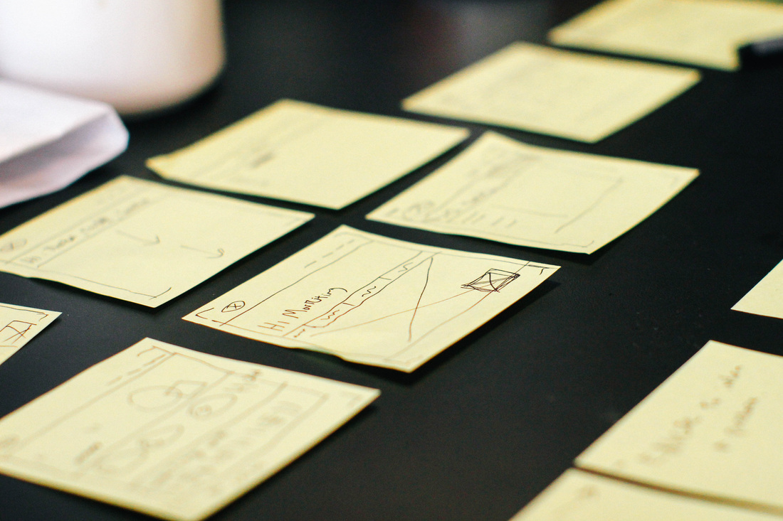Planning notes on a tabletop